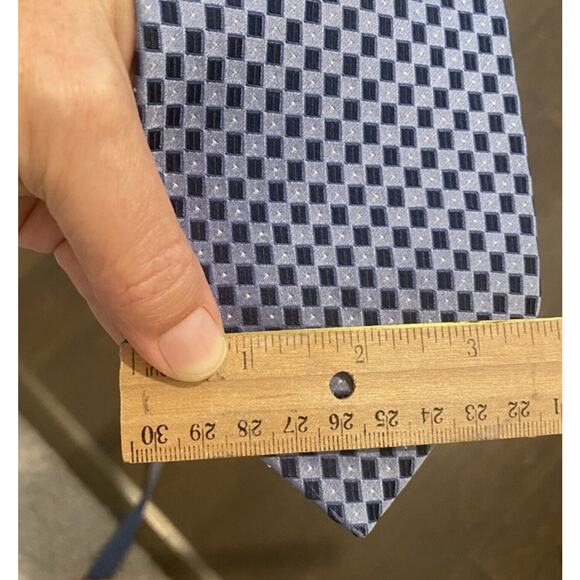 Murano 100% Silk Tie Blue Check Made In USA READ - Picture 5 of 12